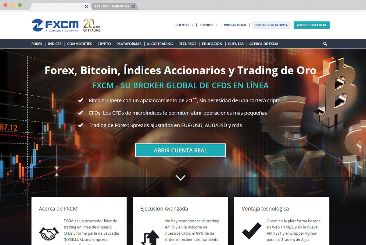 This is a picture of the FXCM Espanol homepage