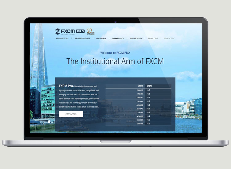 This is a picture of the FXCM Pro homepage