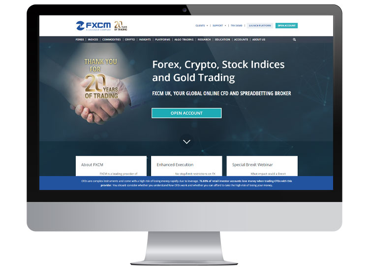 This is an example picture of the FXCM 20 year homepage banner