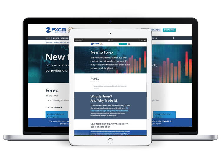 This is an example picture of the FXCM New to Forex Guide webpage