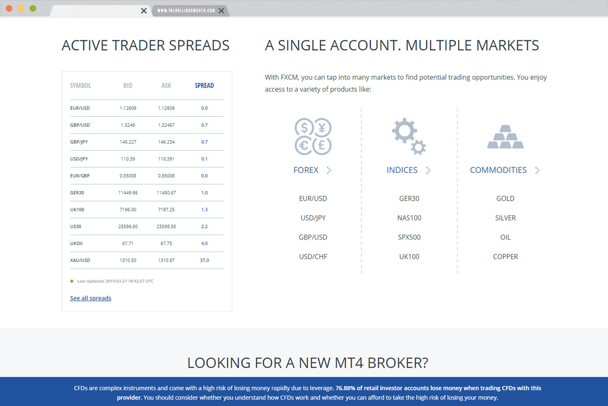 This is a picture of the FXCM Rates Widget